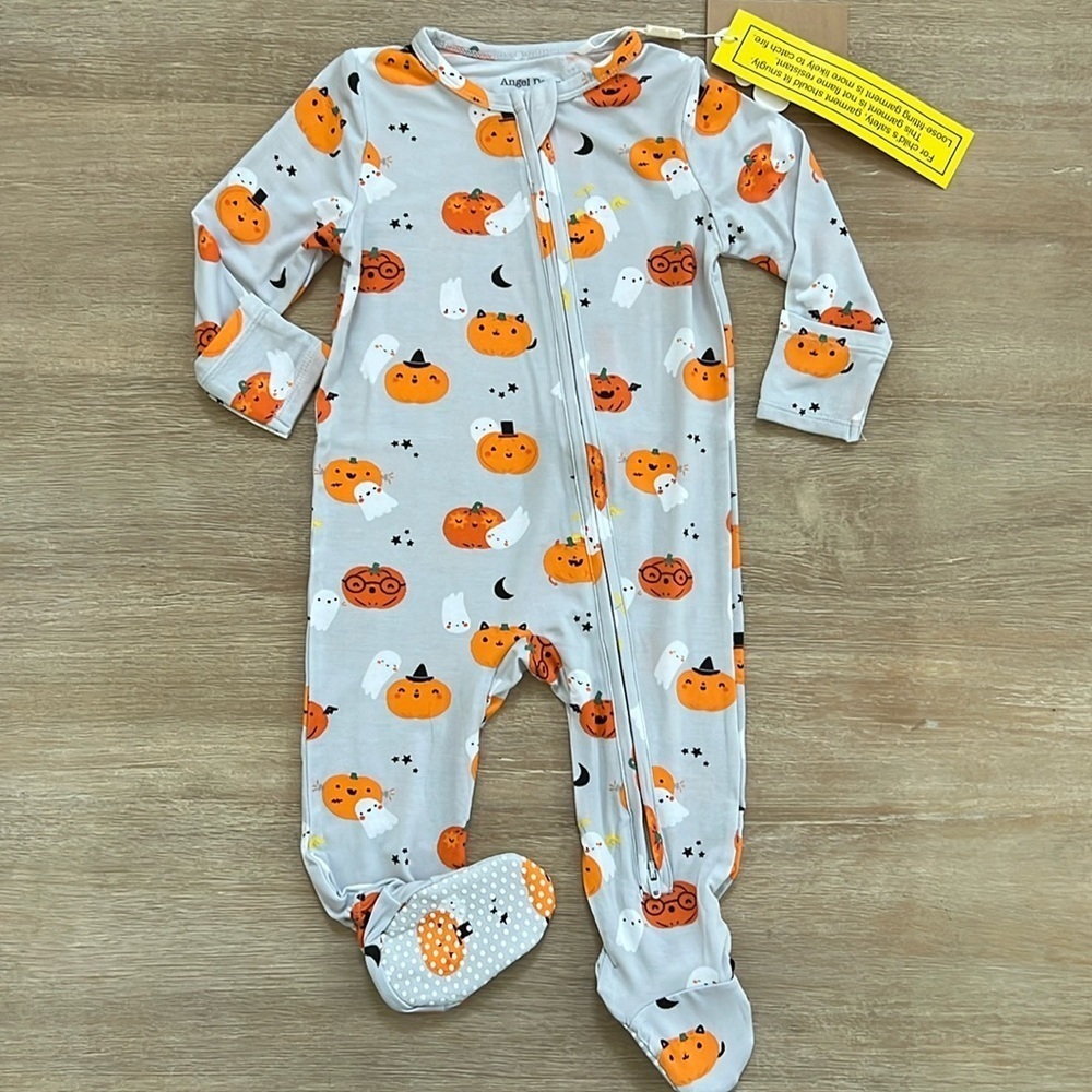 🎃 Angel Dear Girl Boy Bamboo Pumpkin Ghost Sleeper Footie Newborn 0-3 months